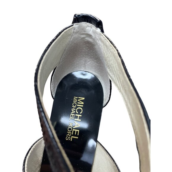 Michael Kors Black Patent Leather Berkley T-Strap 4" Heels SKU 9531 - Picture 13 of 16